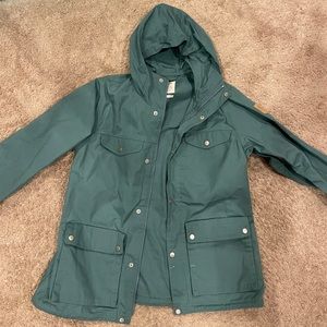 FJÄLLRAVEN JACKET SIZE LARGE GREEN/BLUE COLOR